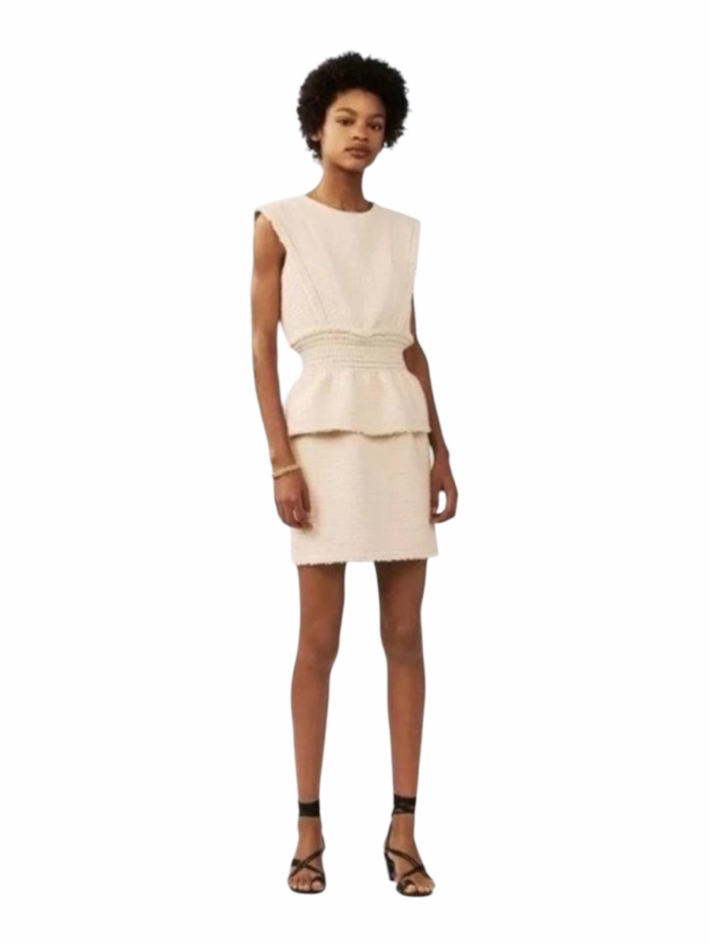 Maje Rosay Bouclé-Tweed Peplum Dress Size 3